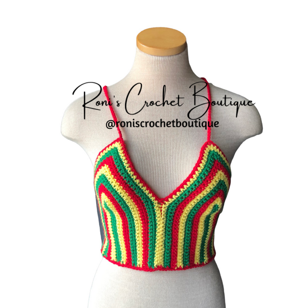 RetroStriped Crochet Tank Top