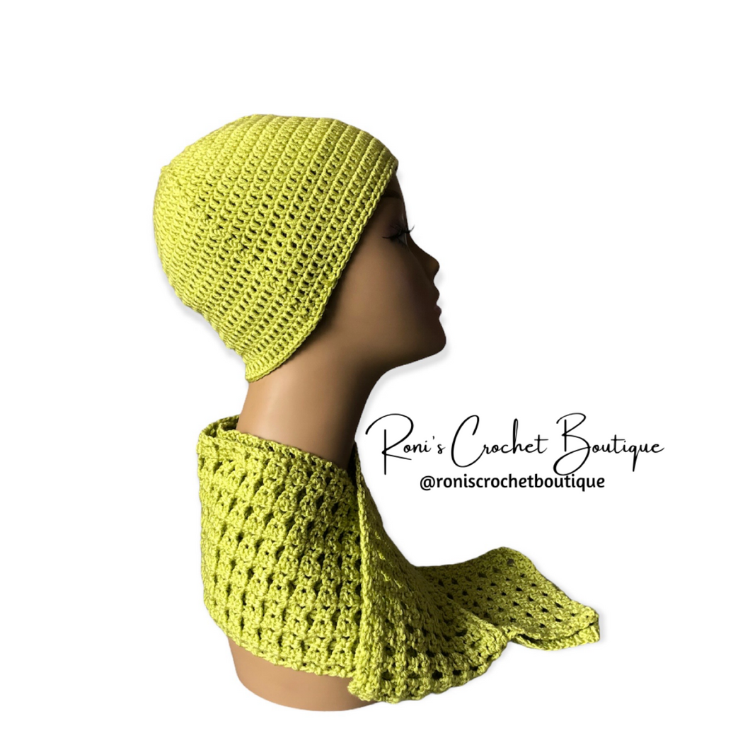 Avocado Beanie and Scarf Set