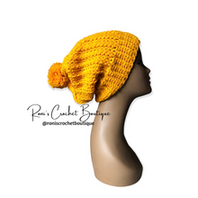 Load image into Gallery viewer, Gold Beanie with Crochet Pom
