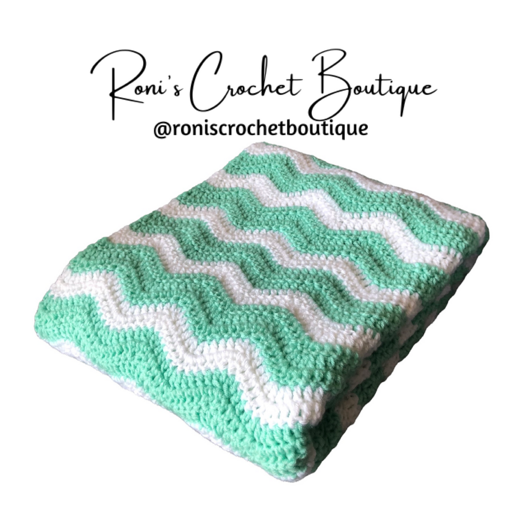 Mint Green & White Baby Blanket